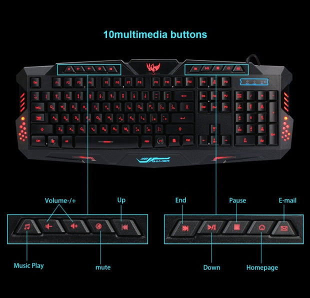 backlight wired gaming keyboard set
